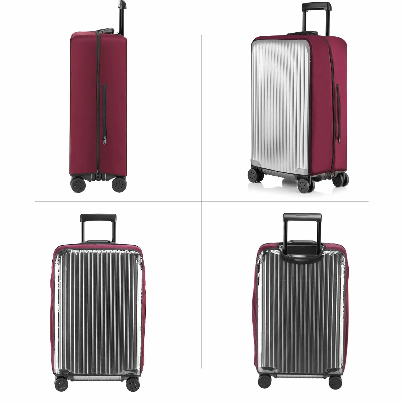 Veki Housse de Valise en PVC Transparent, Protection Bagages Imperméable 28 Pouce Rouge