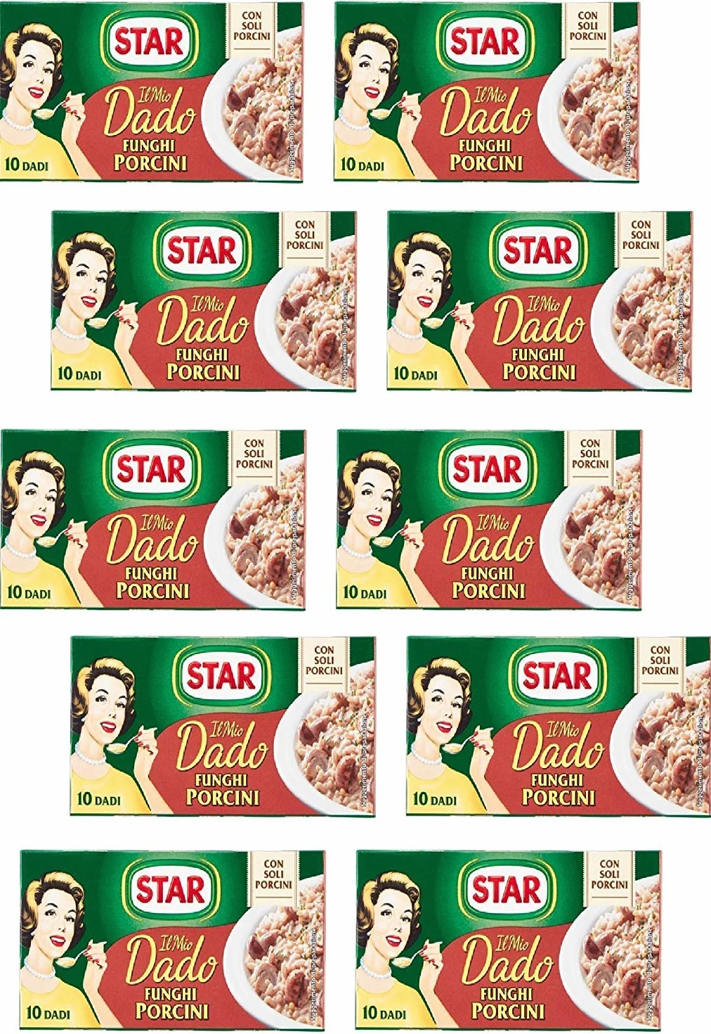 Lot de 10 cubes de soupe Star Dado Funghi Porcini Brodo Stone Champignons