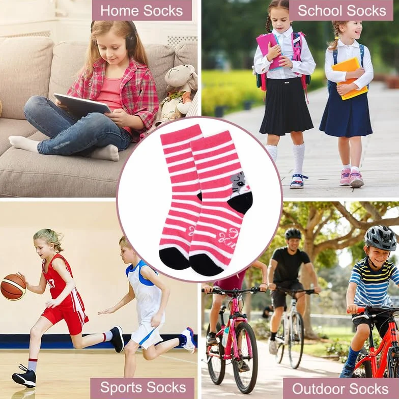 Chaussettes Fille Coton Respirantes Colorées 10 Paires