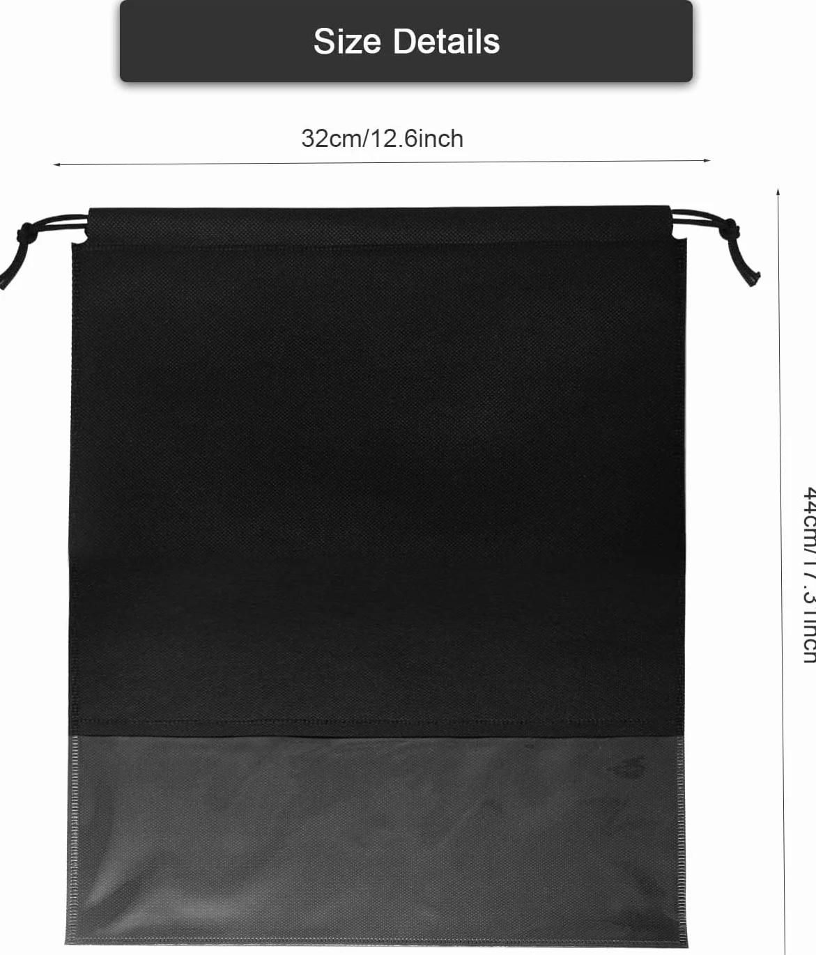 Pumuky Sac à Chaussures de Voyage 10 Pièces 32x44cm Anti-poussière Fenêtre Transparente Noir