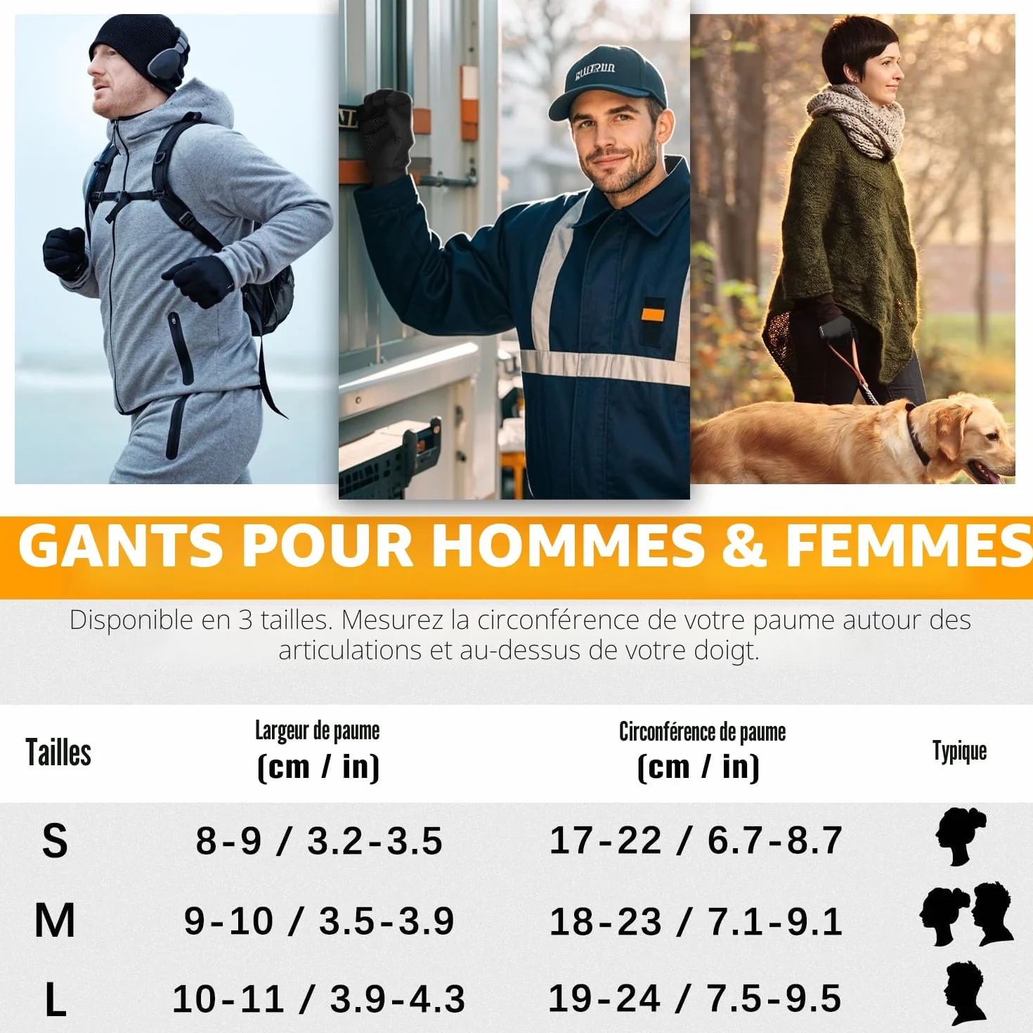YANIKY Gants Cyclisme Coupe-Vent Thermiques Homme Femme Antidérapants Écran Tactile Vélo Course Randonnée