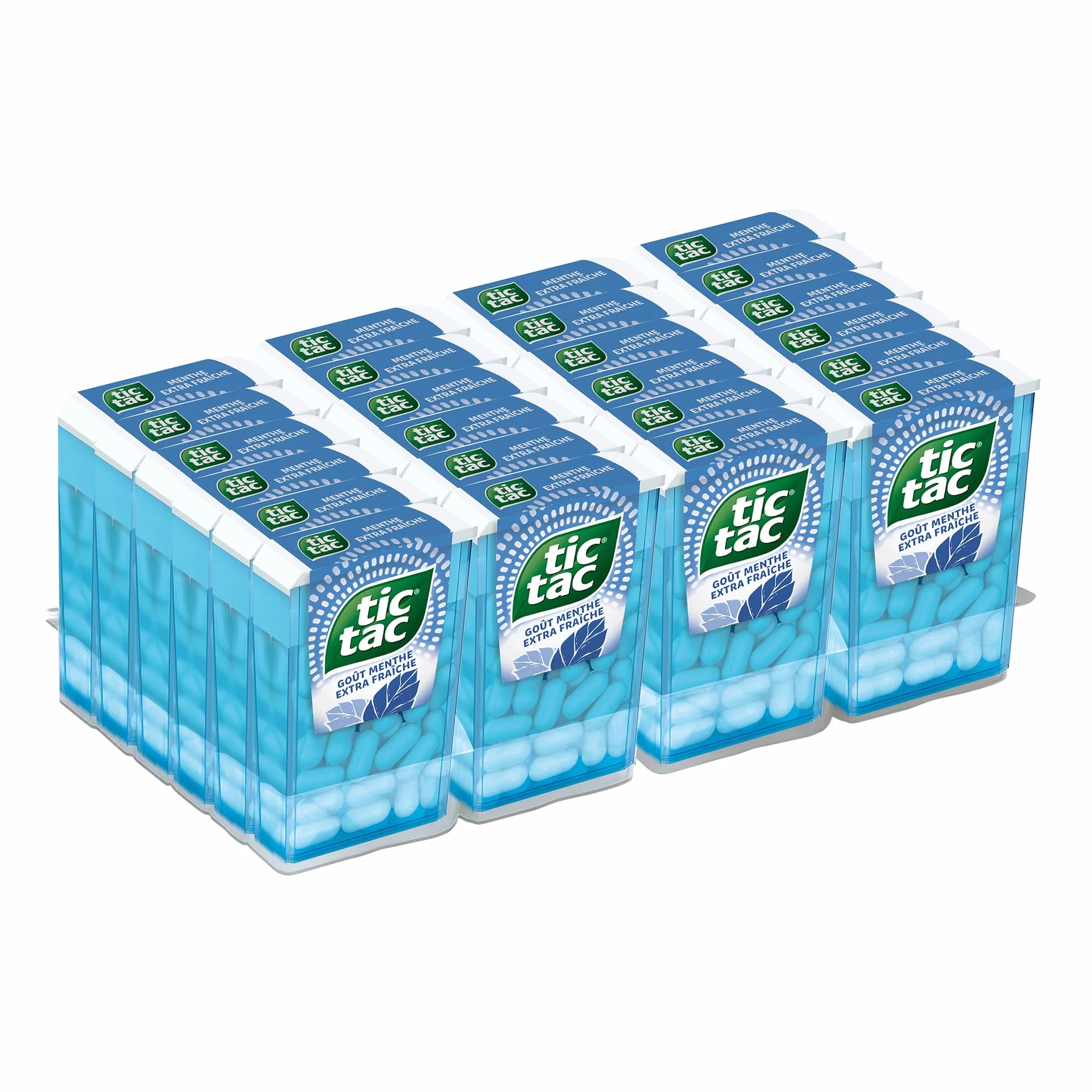 TicTac Goût Menthe Extra Fraiche Bonbons frais sucrés Format de Poche 24 boites x 18g