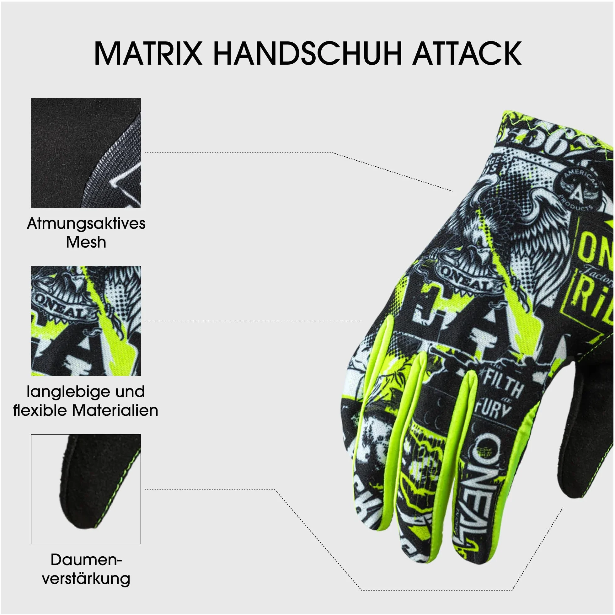 O'NEAL Matrix Glove Attack Gants Cyclisme Motocross MX MTB DH FR Downhill Freeride