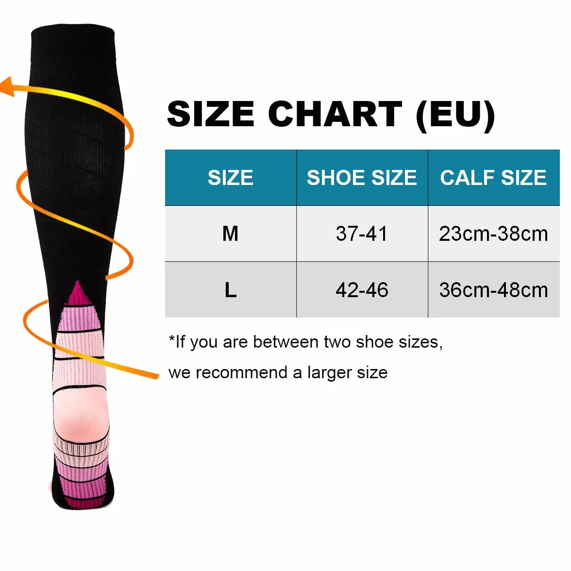 Chaussettes de Compression Lot de 3 Paires pour Hommes et Femmes Running Sport Cyclisme Récupération