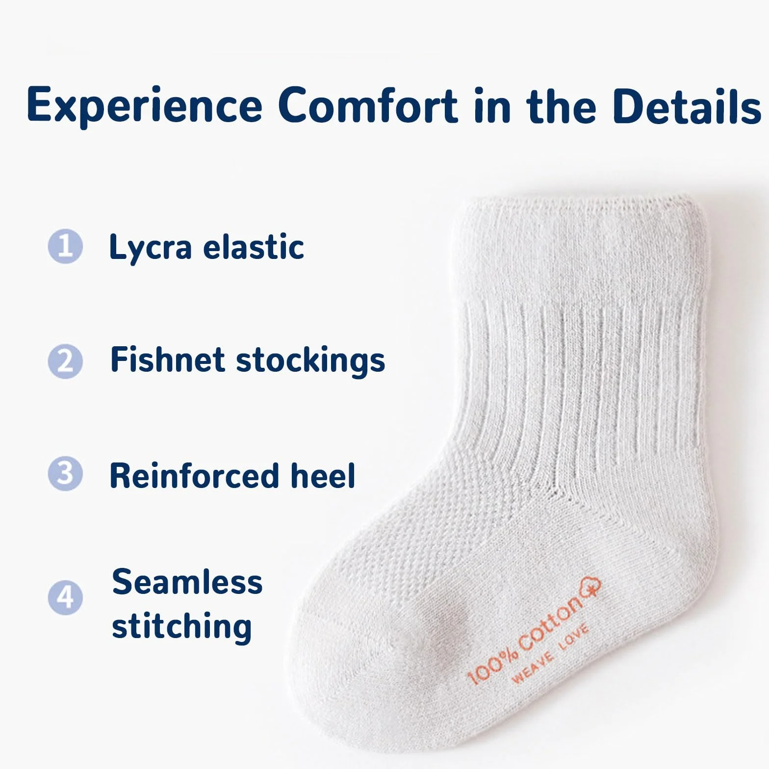 Chaussettes Coton Bébé Respirantes 6 Paires Enfants Garçons Filles