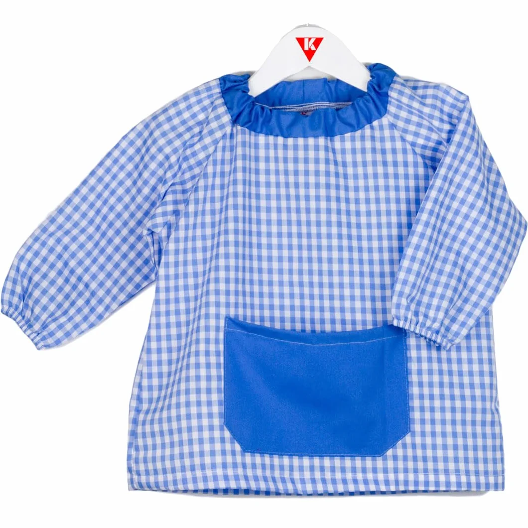 Tablier Blouse sans Boutons pour Enfants à Carreaux École Travaux Manuels