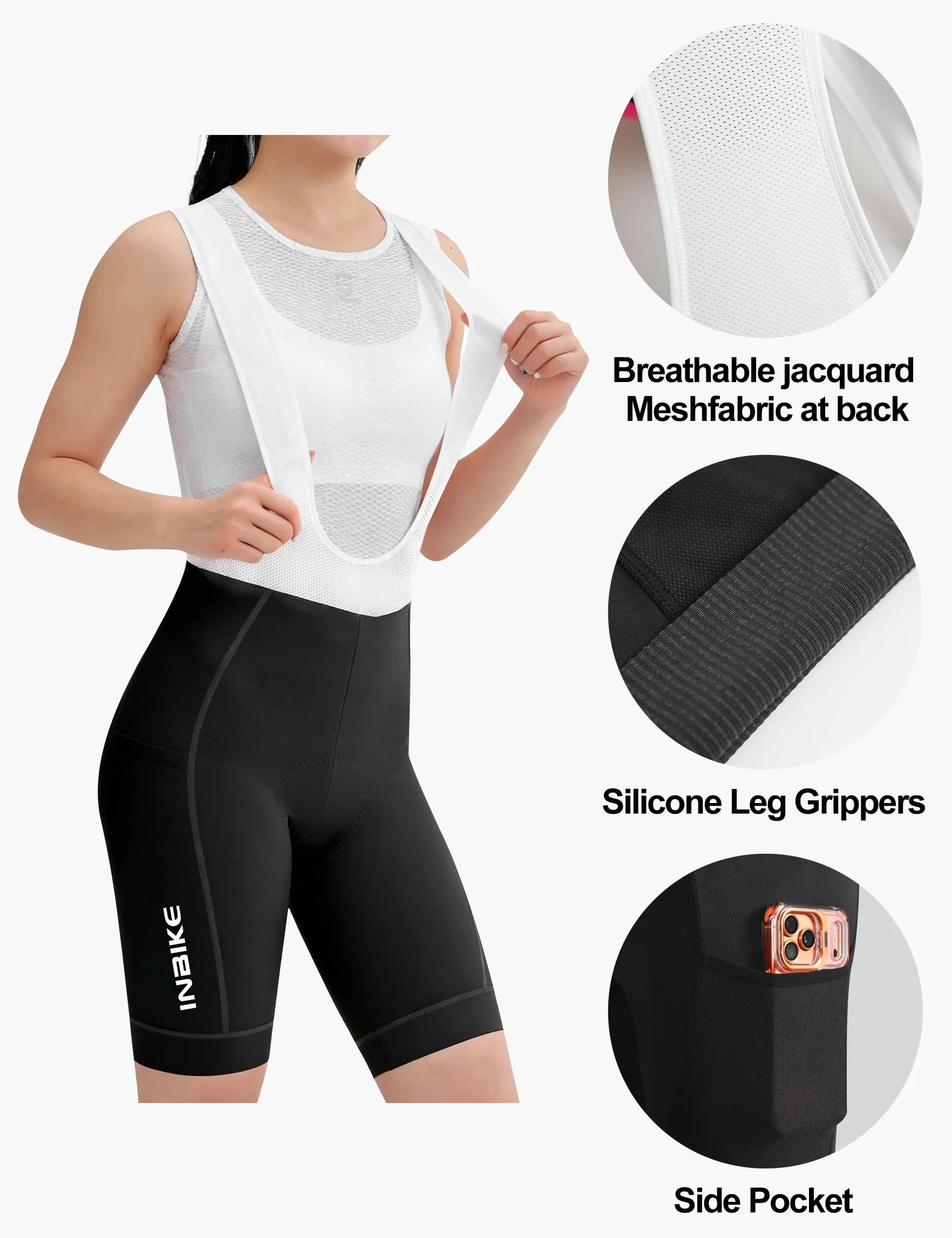 INBIKE Tenue Cyclisme Femme Maillot Velo Manche Courte + Cuissard 3D Gel Rembourré Respirant Réfléchissant