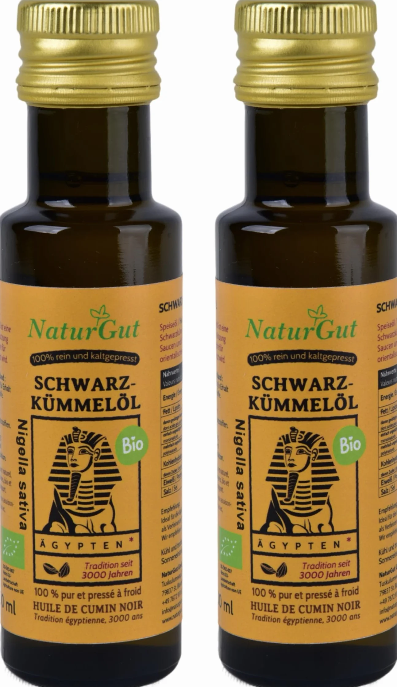 Pure Huile de Nigelle Bio - Nigella sativa pressée à froid de Égypte 2x100ml