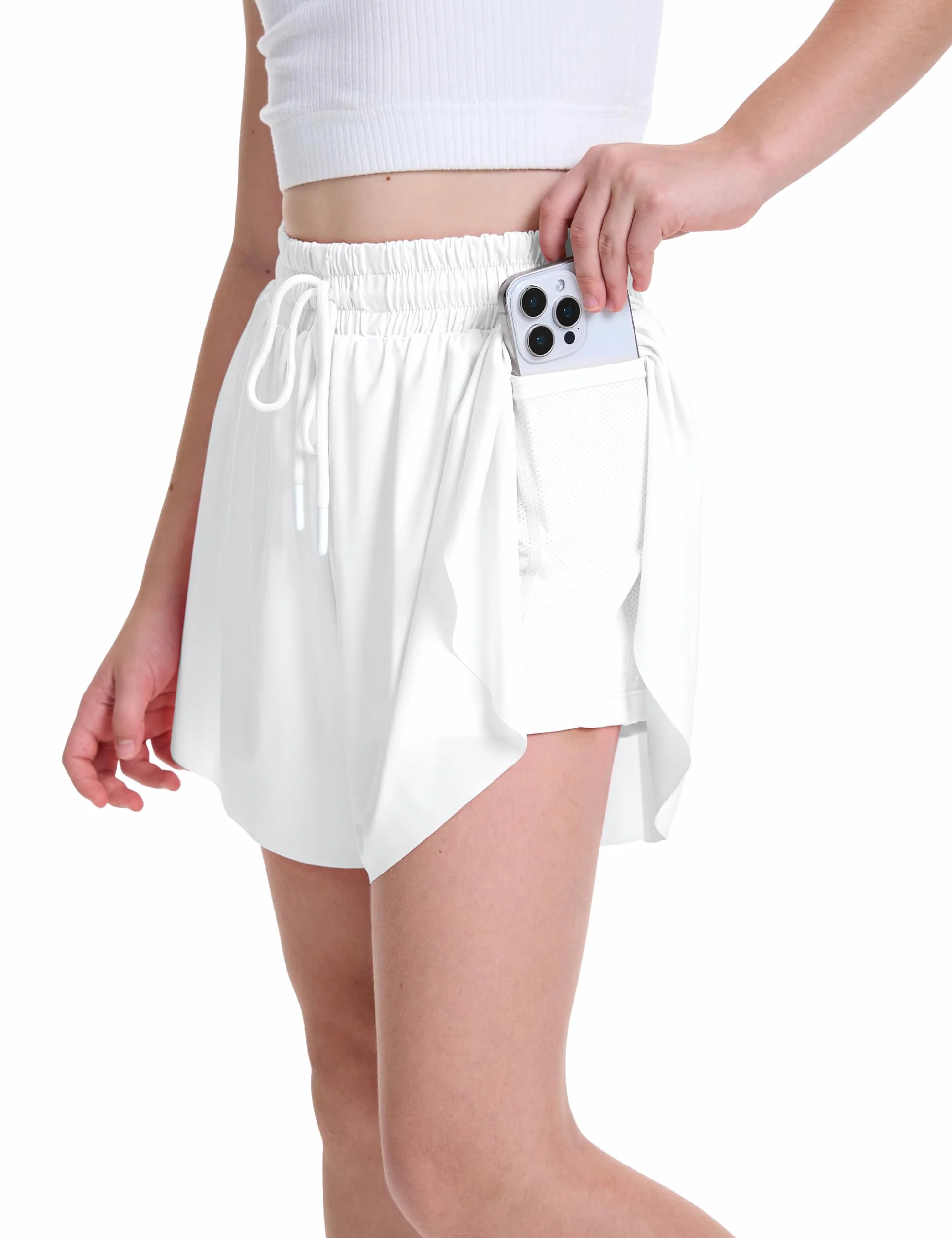 Short Filles Taille Elastique Poches Cyclisme Course Loisirs