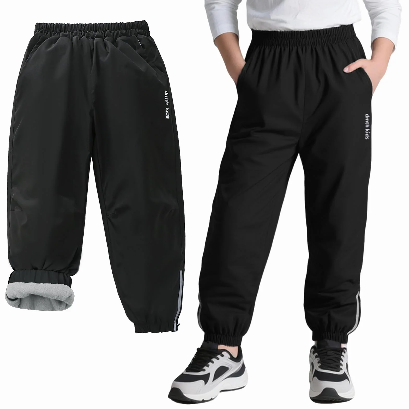 Pantalon Softshell Imperméable Enfant Chaud Doublé Polaire Hiver Coupe-Vent Ski Neige Pluie 5-14 Ans