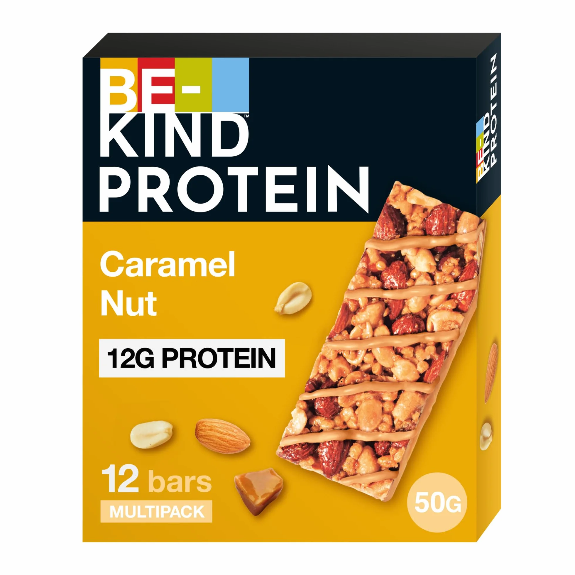 BE-KIND PROTEIN Caramel Nut – Barres protéinées de fruits à coque sans gluten – Pack de 12 barres