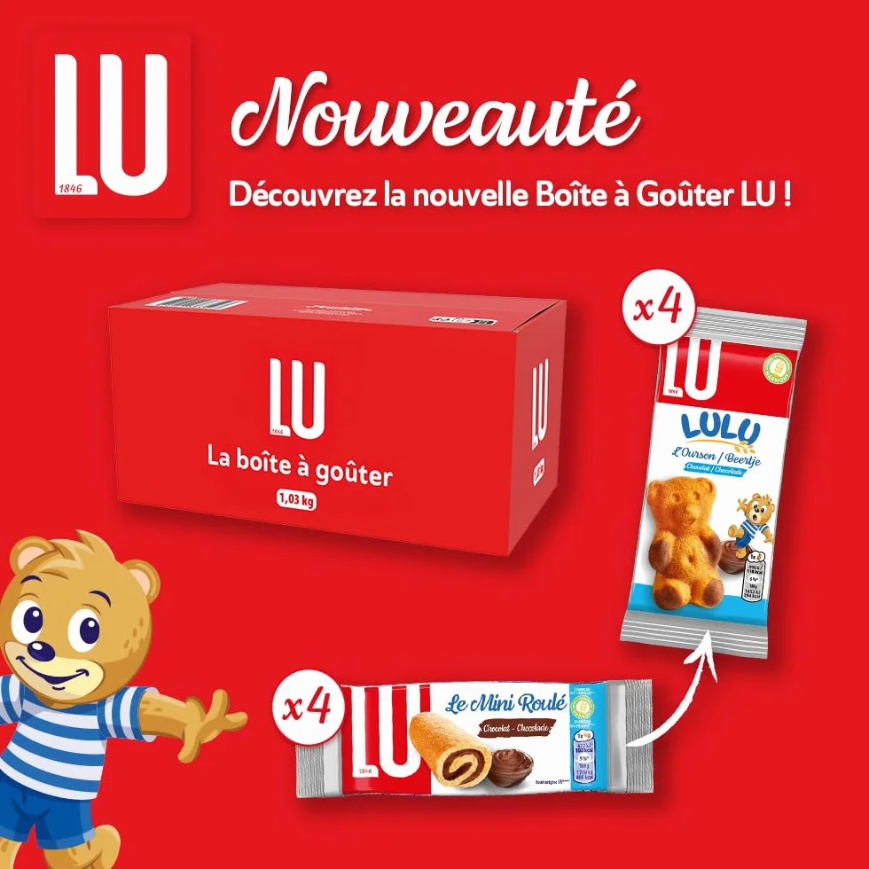 LU - La Boîte à Goûter - Assortiment Biscuits LU : Prince, Prince Enrobé, Pépito, Granola, Mini-Roulé, Lulu L'Ourson Chocolat - Idéal Petit Déjeuner & Snack - 1,03 kg