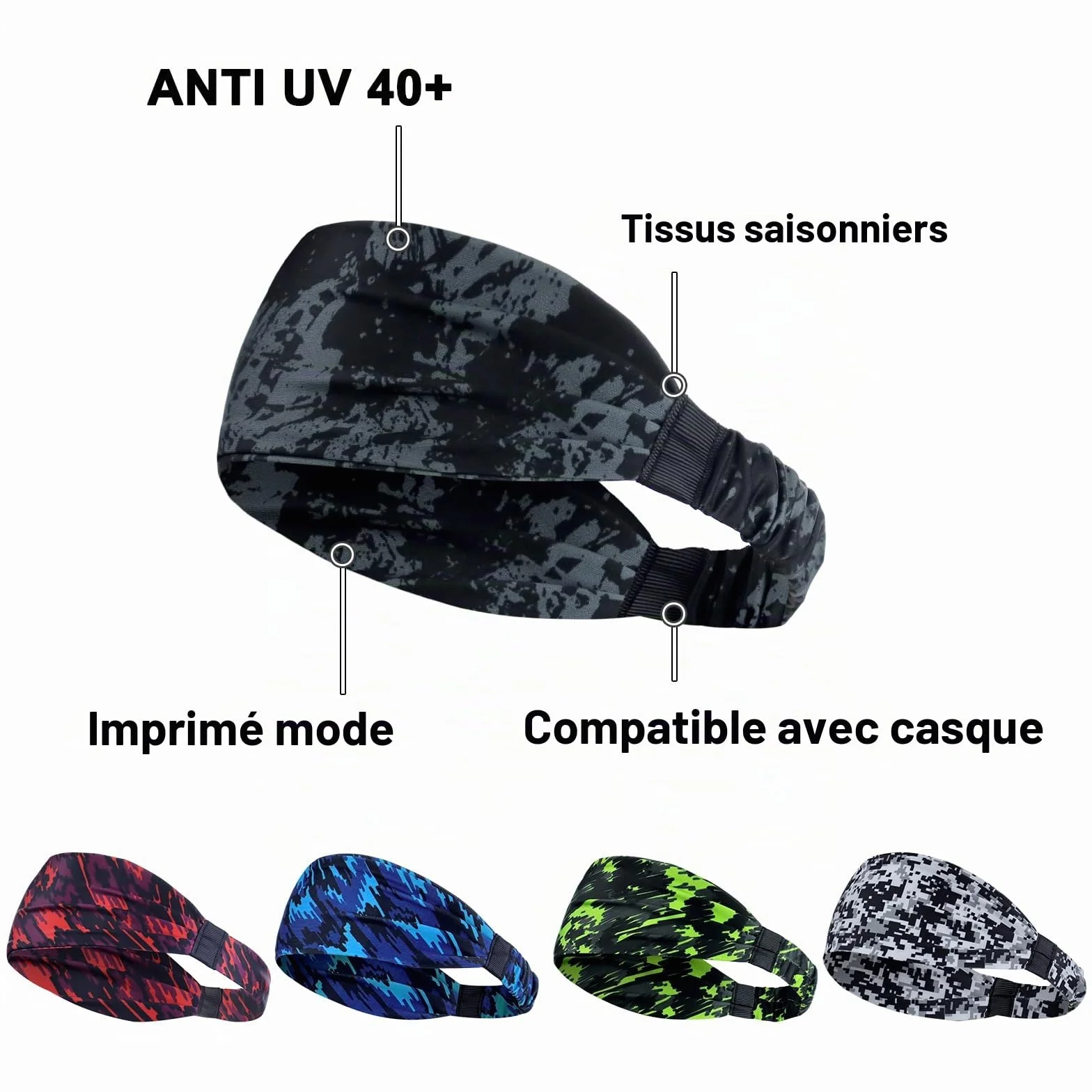 Bandeau Cheveux Homme 5 Pcs AWUMBUK Élastique Sport Absorbant Transpiration Respirant