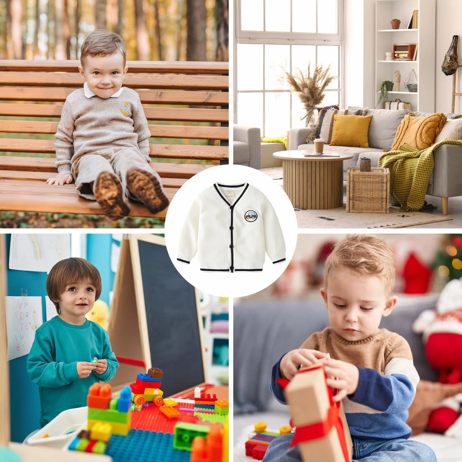 Cardigan à Manches Longues pour bébé garçon Vêtements d'extérieur à col en V Manteau d'automne et d'hiver