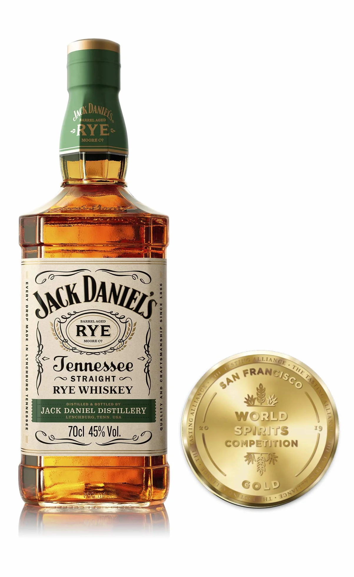 Jack Daniel's Bourbon Tennessee Rye Whisky, 45% vol 70 cl - Boisson Authentique Épicée à Base de 70% de Seigle, Maïs et d'Orge Maltée - Spiritueux à Déguster Pure, sur Glace ou et Cocktail