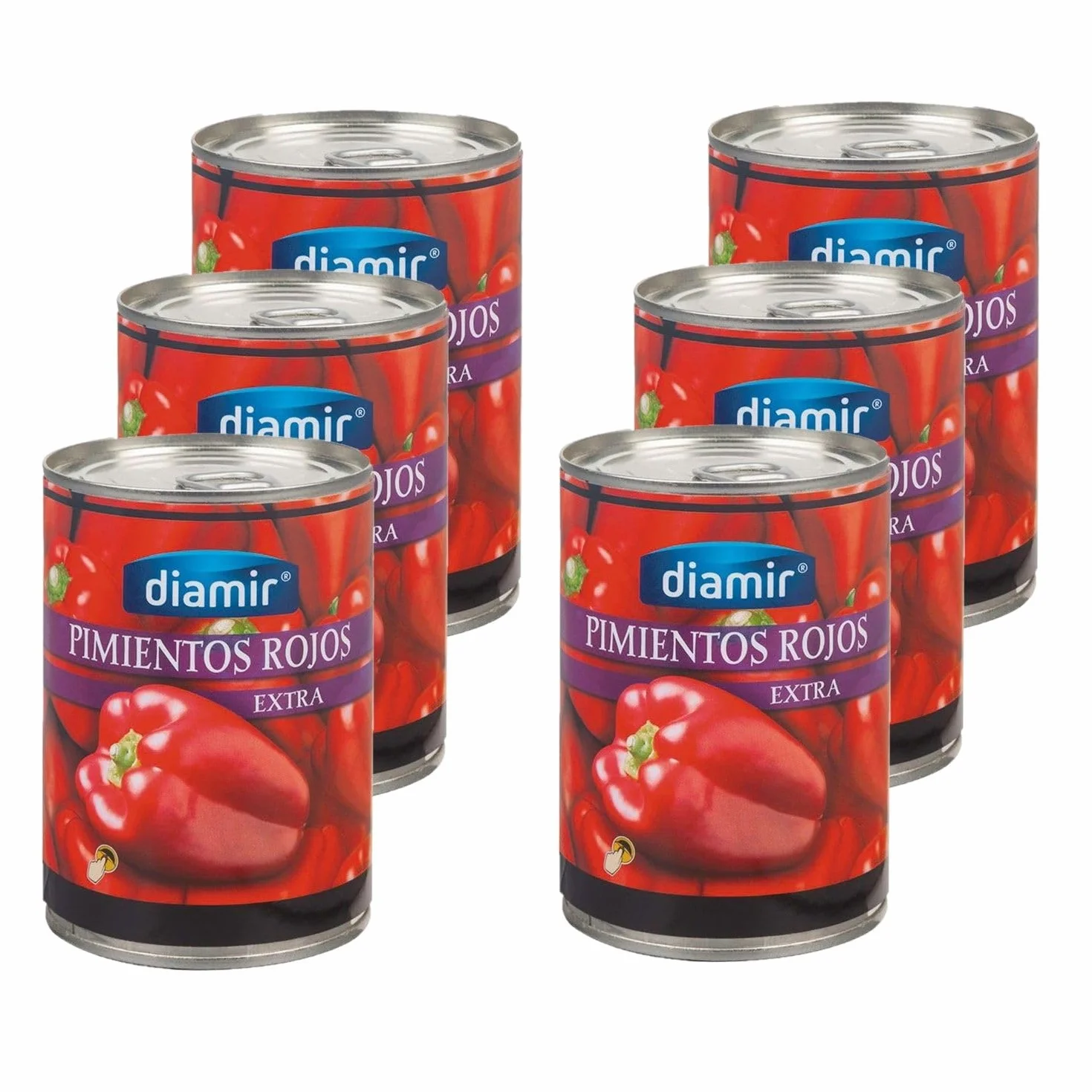Lot 6x Poivrons rouge entier - Boîte 390g