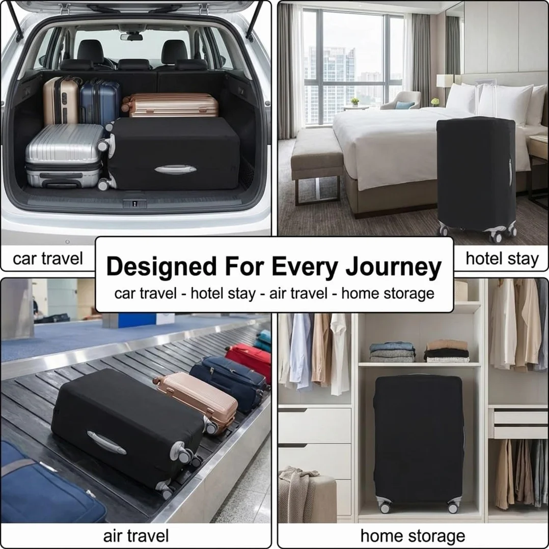 Housse Valise Protection Élastique pour Bagage Voyage (Noir, S)