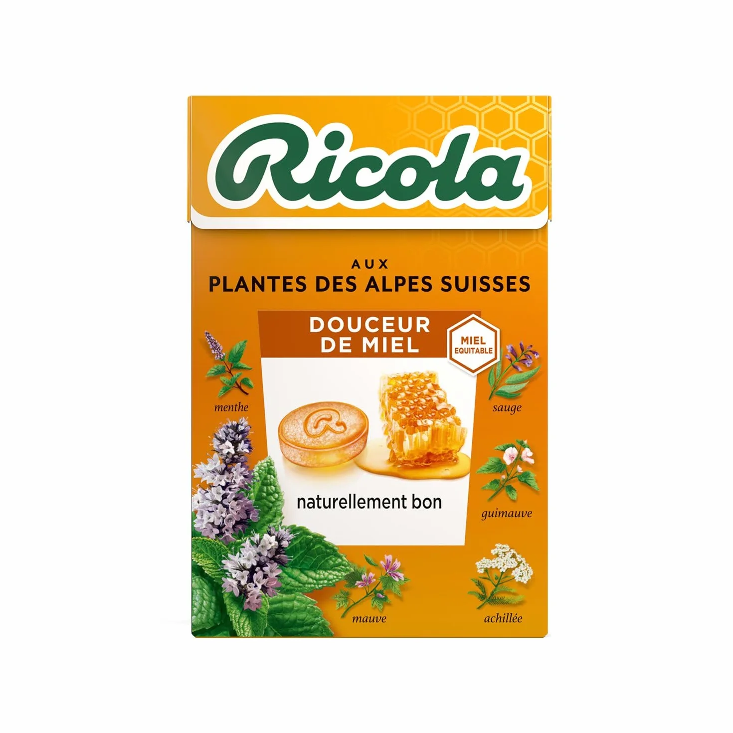 Ricola Bonbons aux Plantes Suisses Miel et Plantes Sans Sucres 20 Boîtes 50g