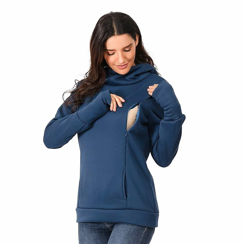 Sweat à Capuche Allaitement Grossesse Maternité Pull Grosse Maille