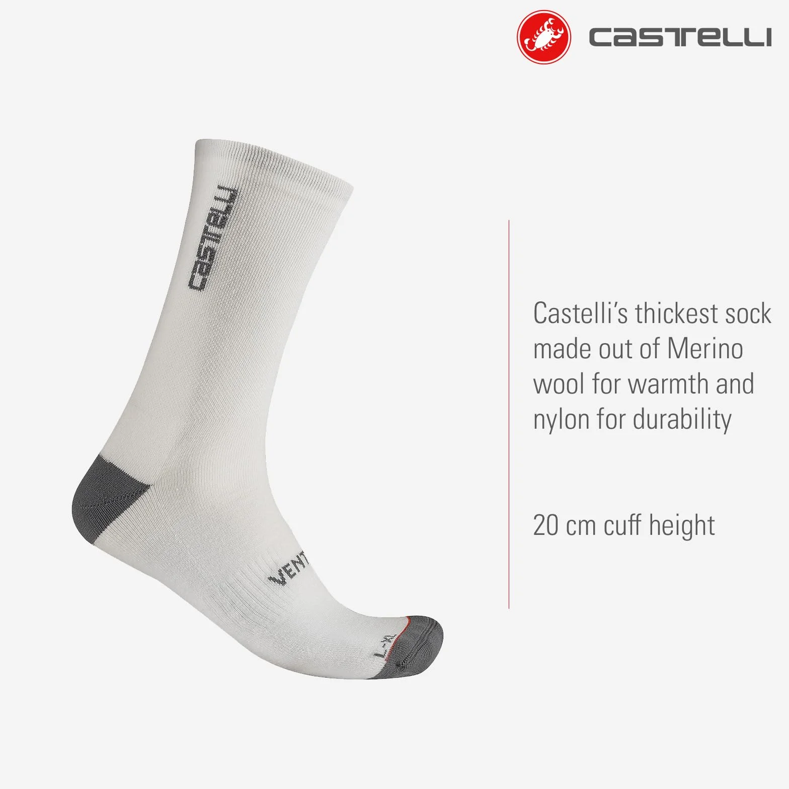 Castelli Chaussettes Venti Soft Merino Homme Cyclisme Froid
