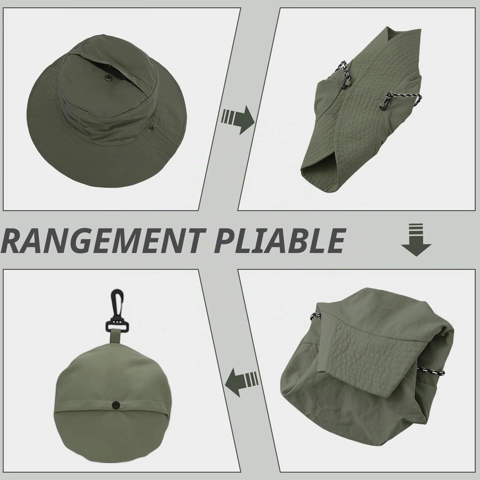 Chapeau Anti UV Homme Vert Armée pour Alpinisme Randonnée Pêche Plein Air