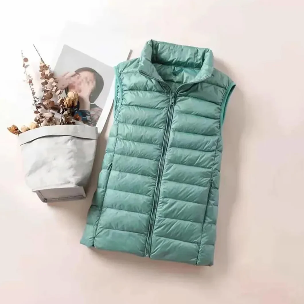 Doudoune Femme Sans Manches Gilet Chaud Plumes Canard Blanc Manteau