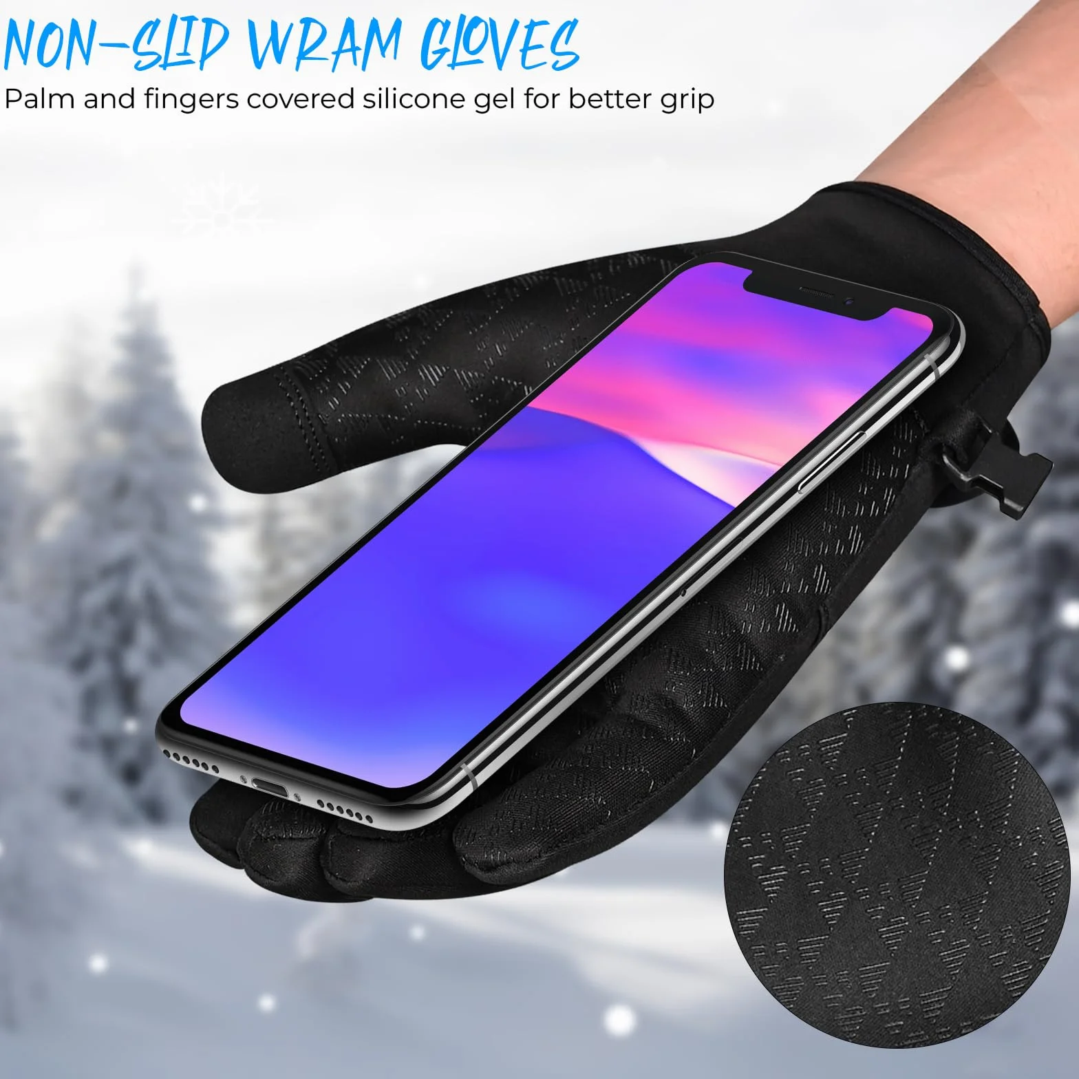 WESTWOOD FOX Gants d'hiver chauds coupe-vent imperméables homme femme écran tactile thermiques poignets élastiques course