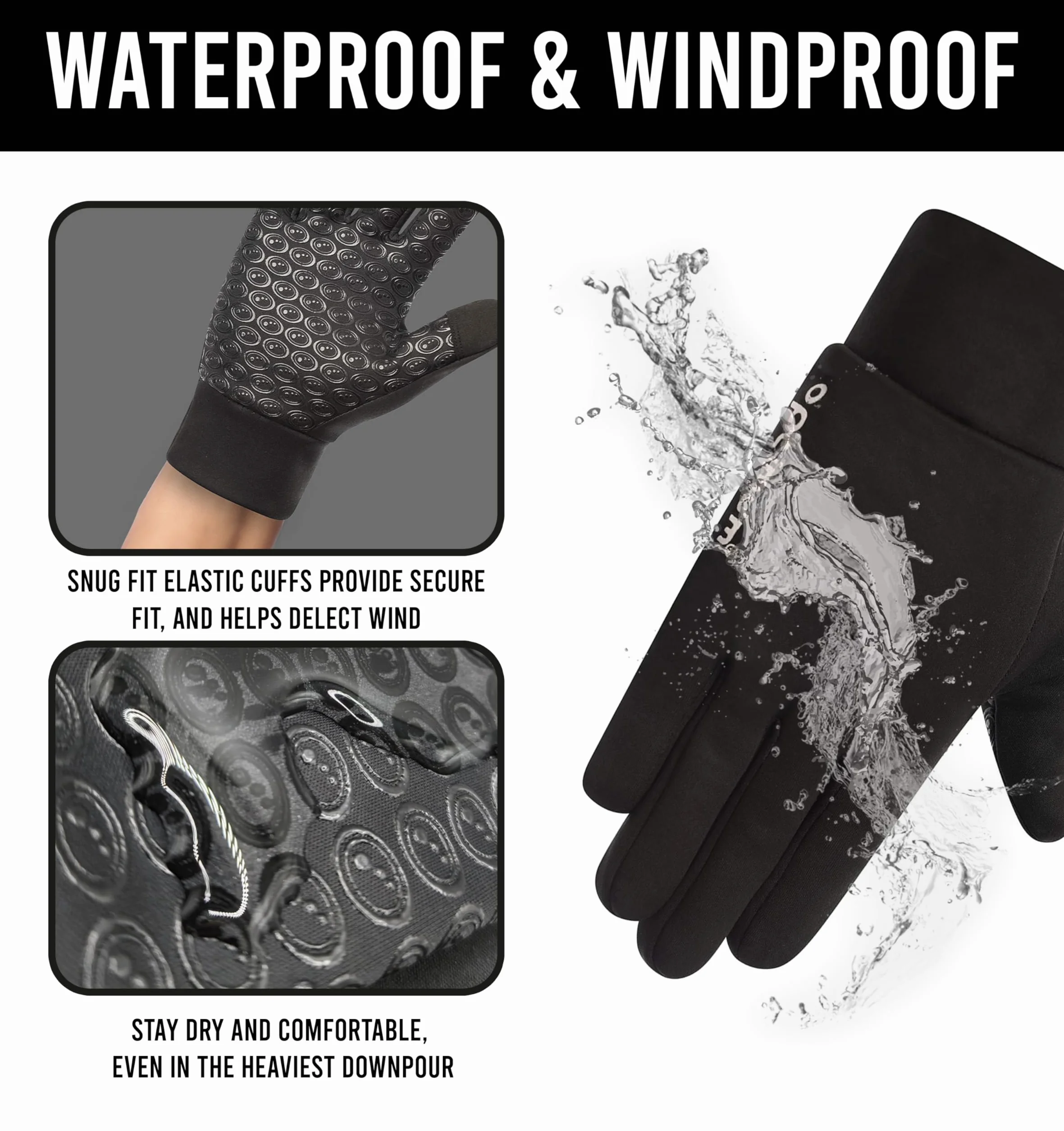 OPTIMUM Aqua Waterproof Thermal Sports Gloves Touch Screen Sensitive Finger