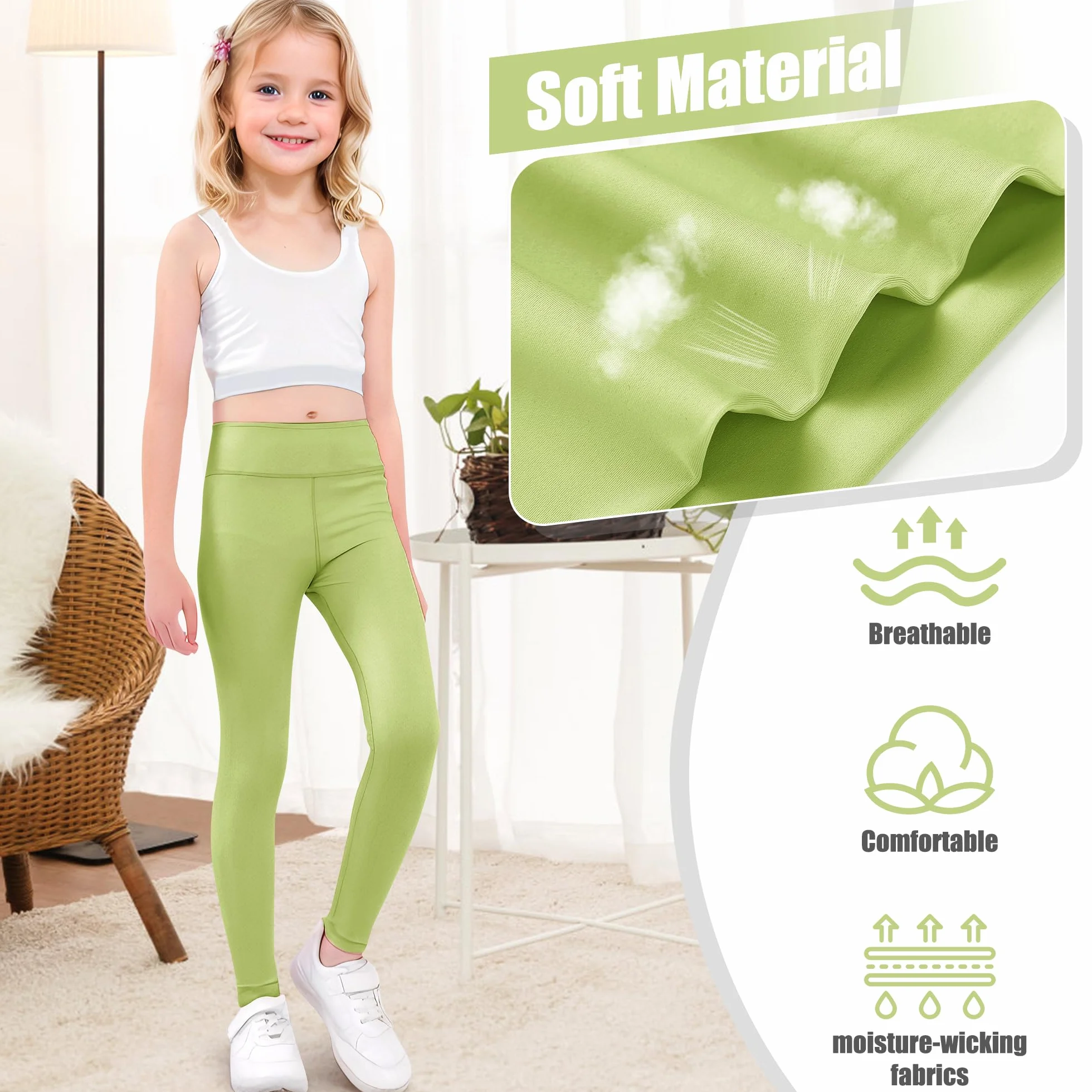 Legging de Sport pour Enfant Fille Pantalon de Gymnastique Respirant 5-11 Ans