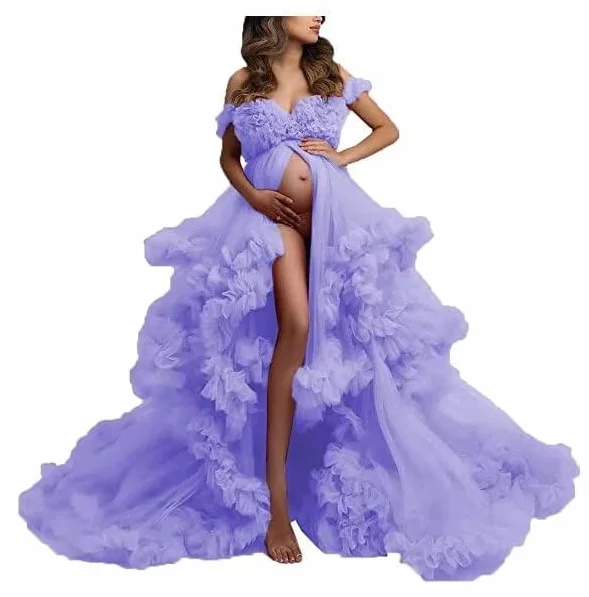 Robe de maternité en tulle bouffante pour séance photo lingerie longue transparente