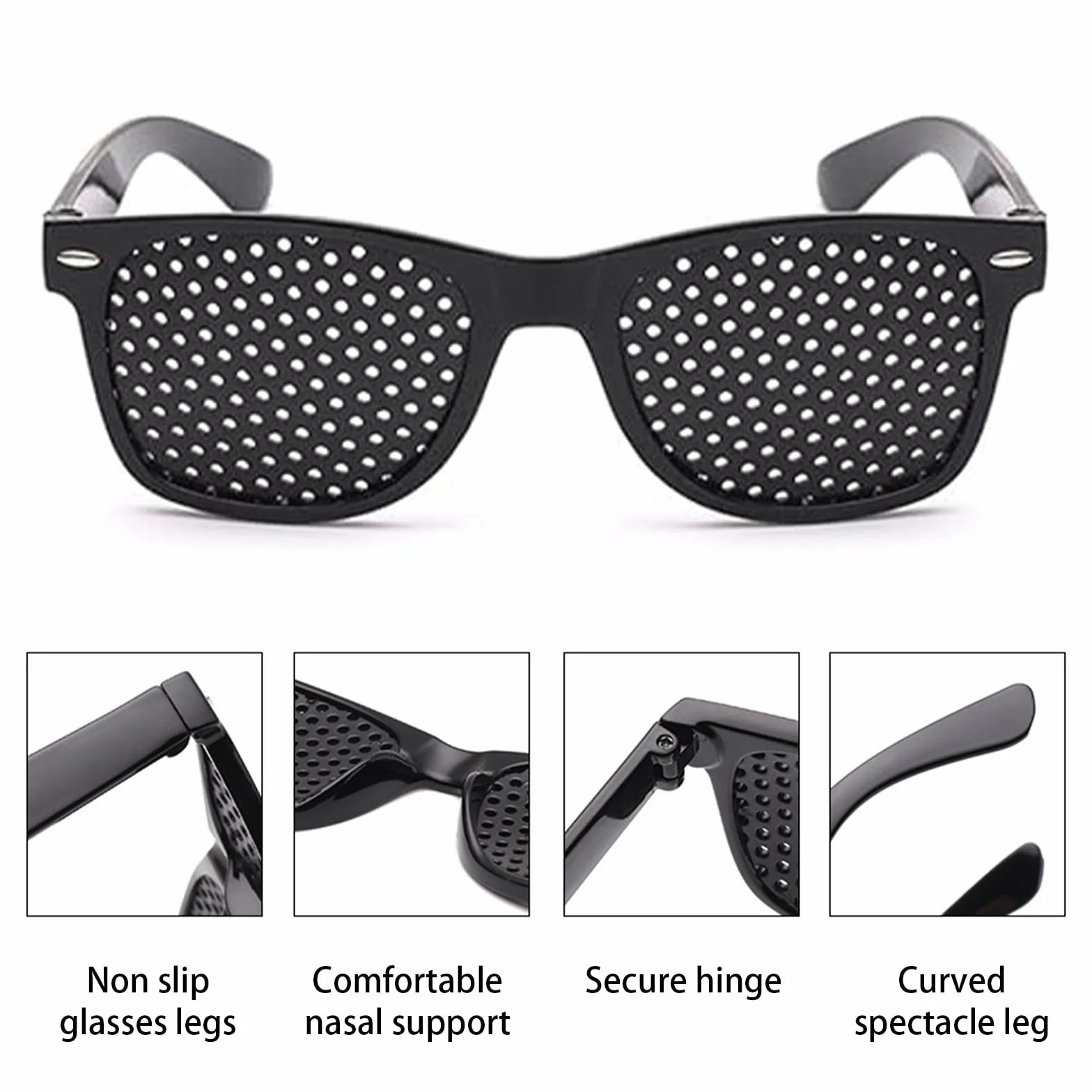 Lunettes à Grille et Sténopéïques, Repos à Sténopé, Détente et Entraînement des Yeux - 2 Pièces