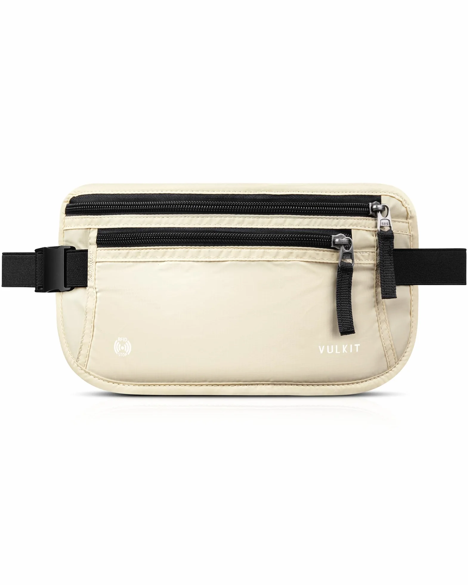VULKIT Banane de Voyage Anti-Vol RFID Blocage Pochette Passeport Blanc Crème