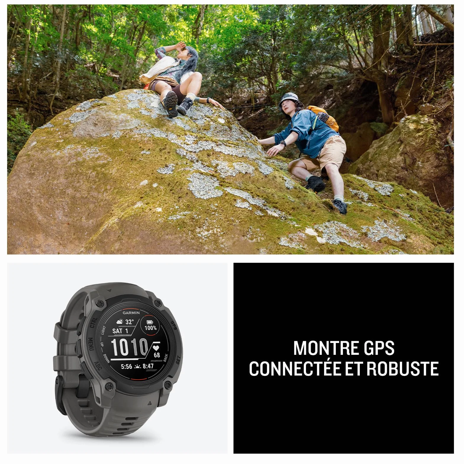 Garmin Instinct E Montre GPS Robuste Noir Bracelet Gris Charbon 40 mm