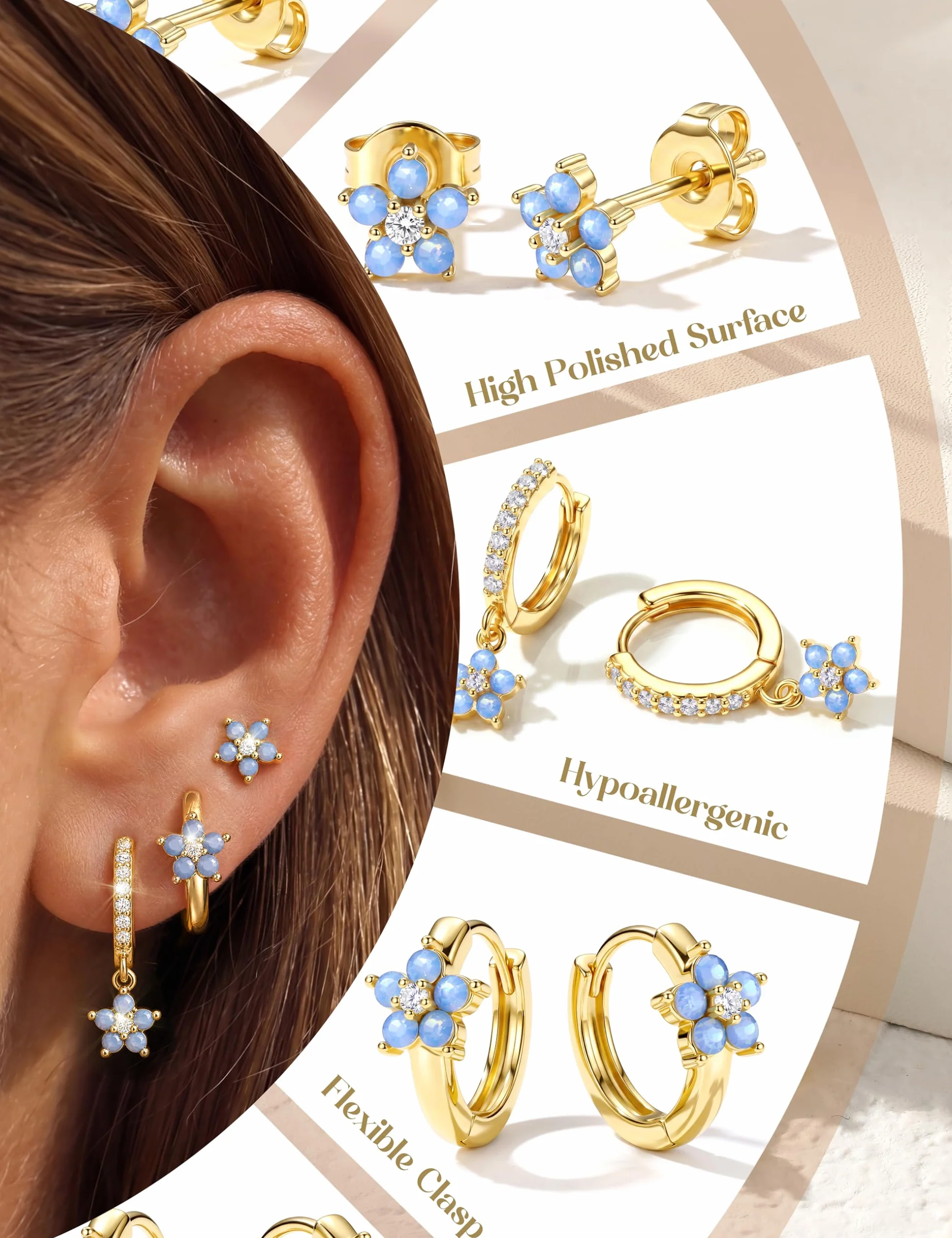 Boucles d'oreilles Femme Acier Inoxydable Creole Argent Plaquée Or 14K Chriscoco