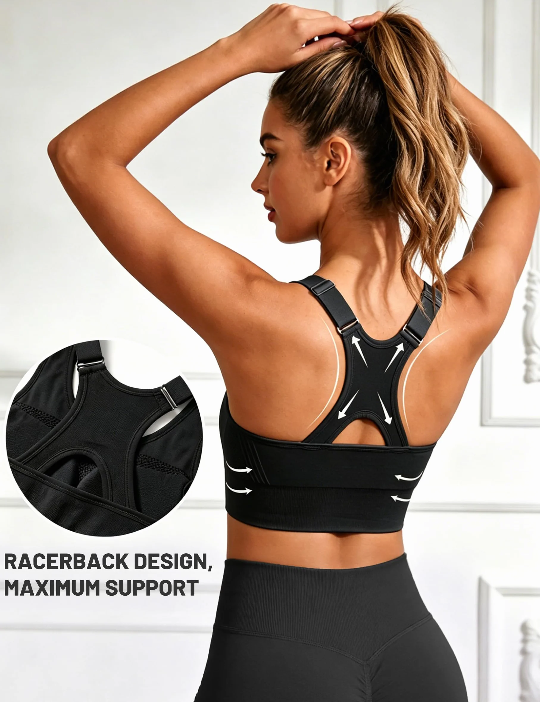 Brassiere Sport Femme sans Armature avec Coussinets Amovibles pour Yoga Course Fitness