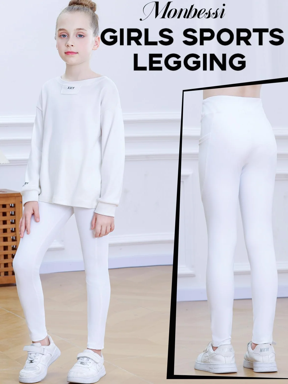 Leggings Sport Fille Taille Elastique Pantalon Yoga 5-12 Ans