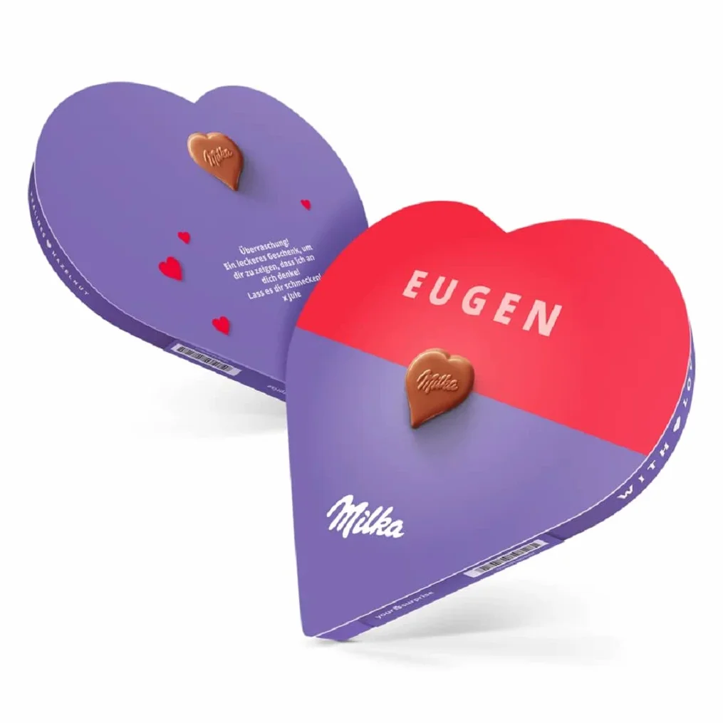 Milka Chocolat personnalisé - Cadeau fete des meres - Coeur avec prénom et texte (187 grammes - Coeur Milka)