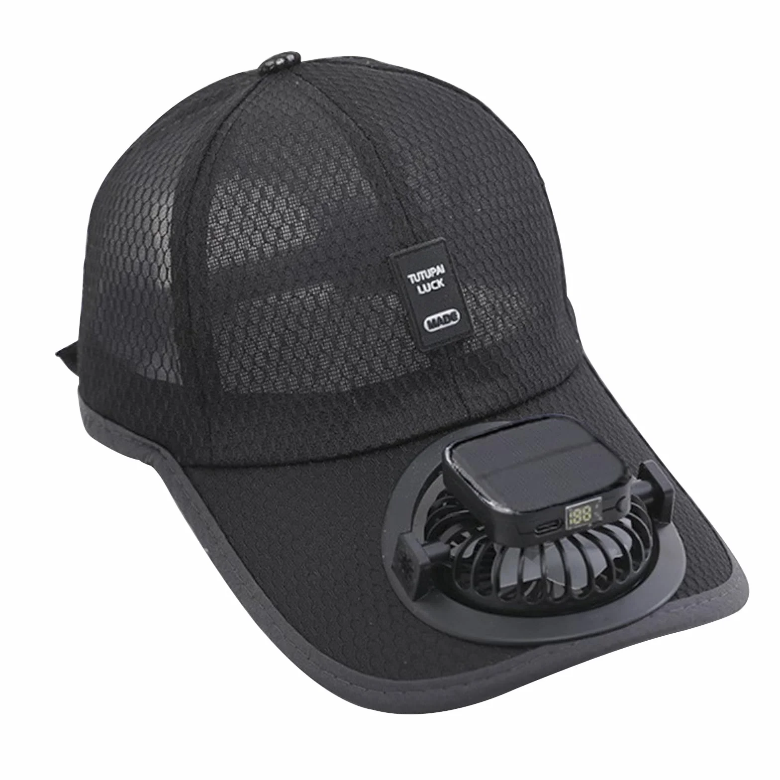 Casquette de baseball avec ventilateur solaire, maille, protection UV, charge USB
