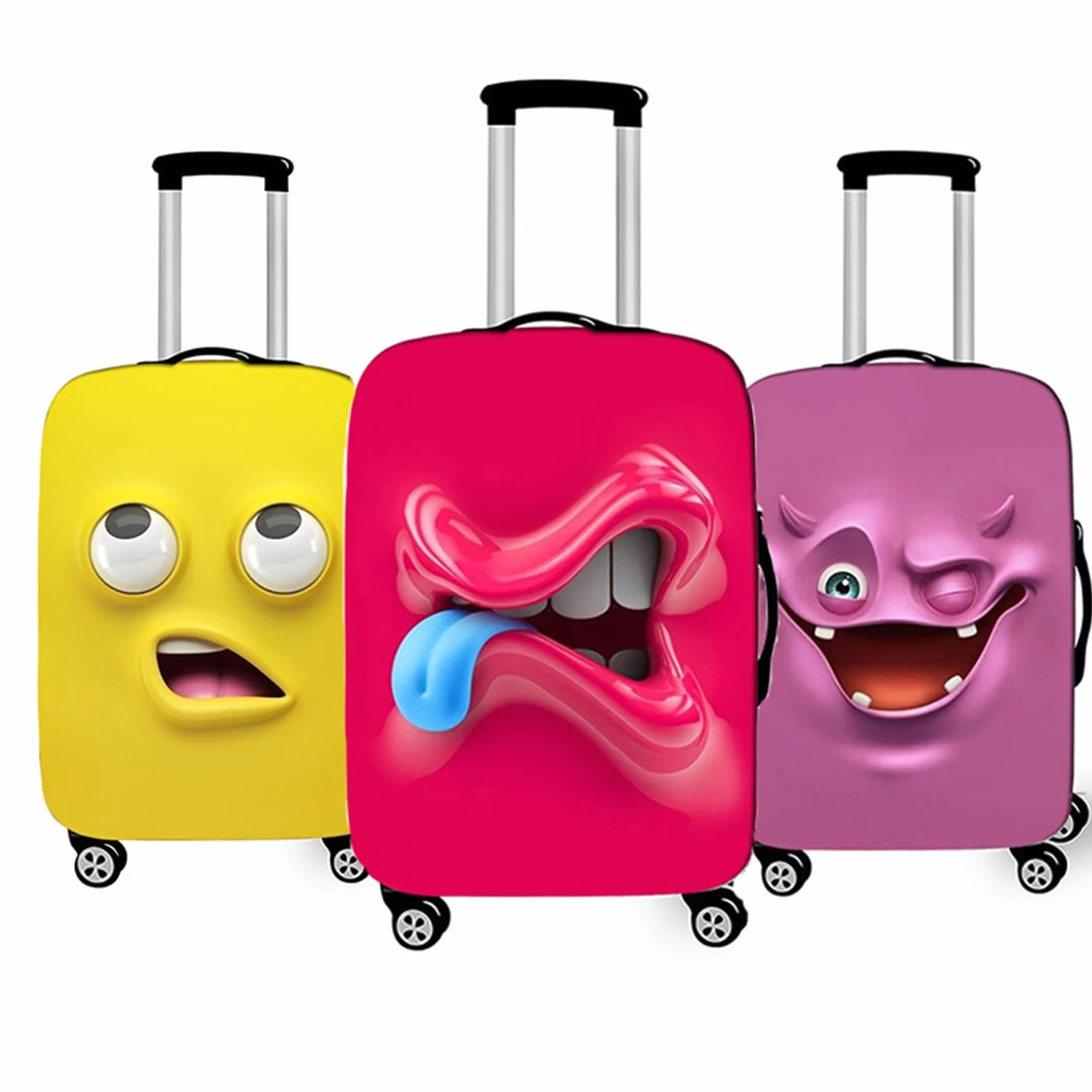 Housse de Valise Élastique 3D Cartoon Protection Anti-Rayures Anti-Poussière Lavable M (22-24 Pouce)