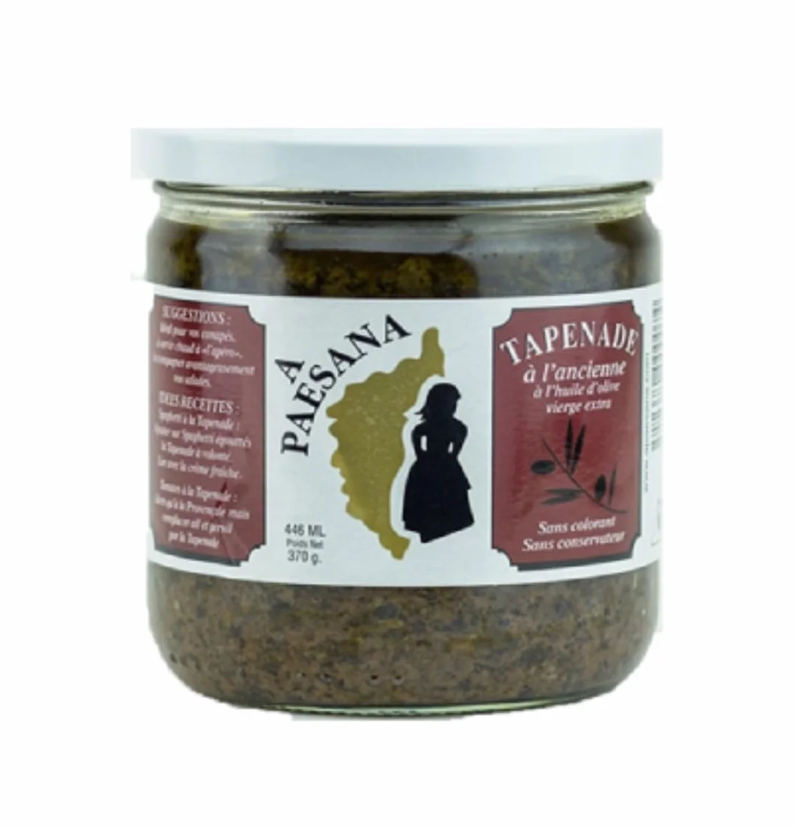 Tapenade Noire A. Paesana 370g/Pot et 750g/Pot - Offres de 1 et 2 Pots - Livraison Gratuite France (1 pot de 370g)