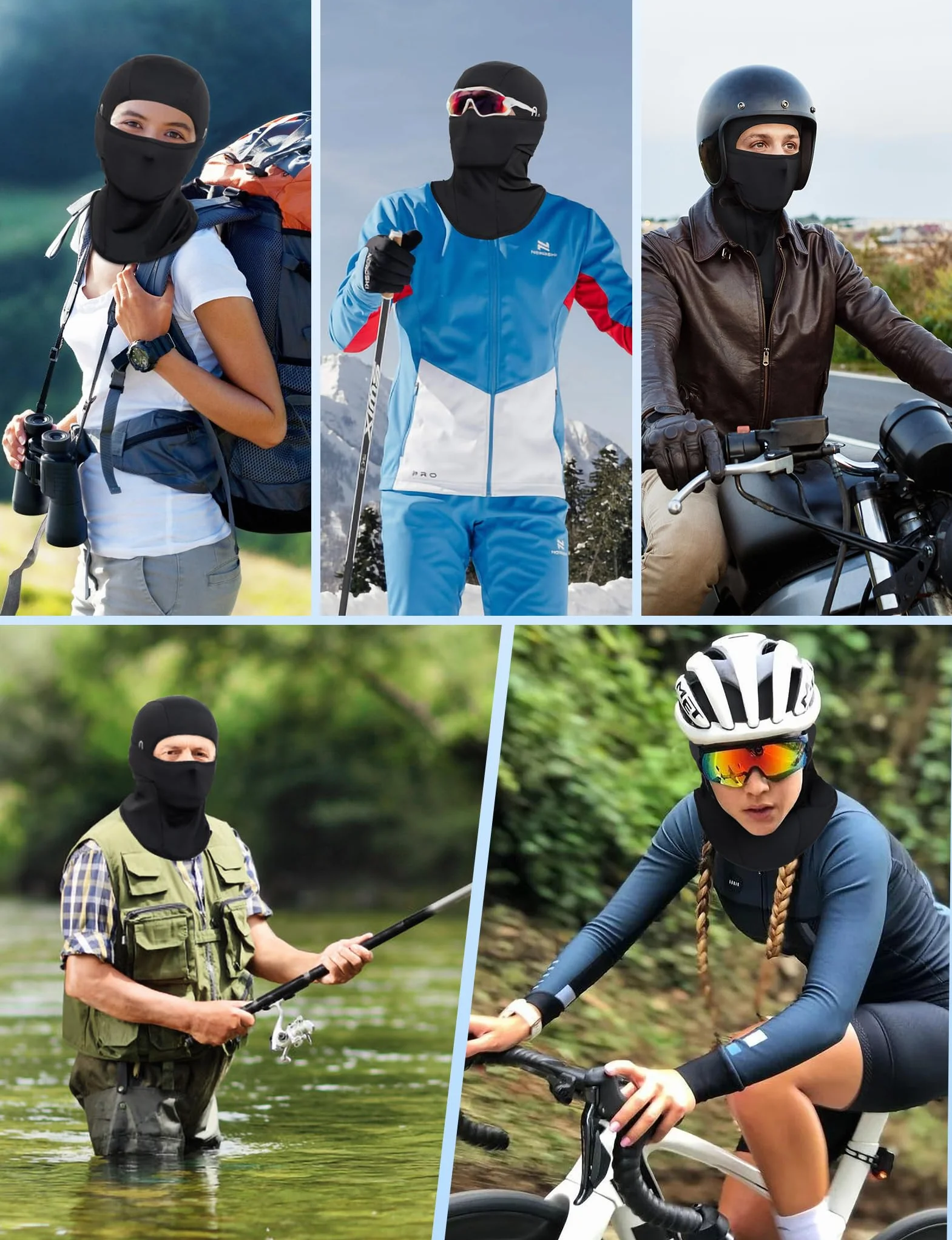 Becellen Cagoule Moto Noir Multifonction Anti-Solaire Respirant Balaclava Multi-Usage Tour de Cou Léger