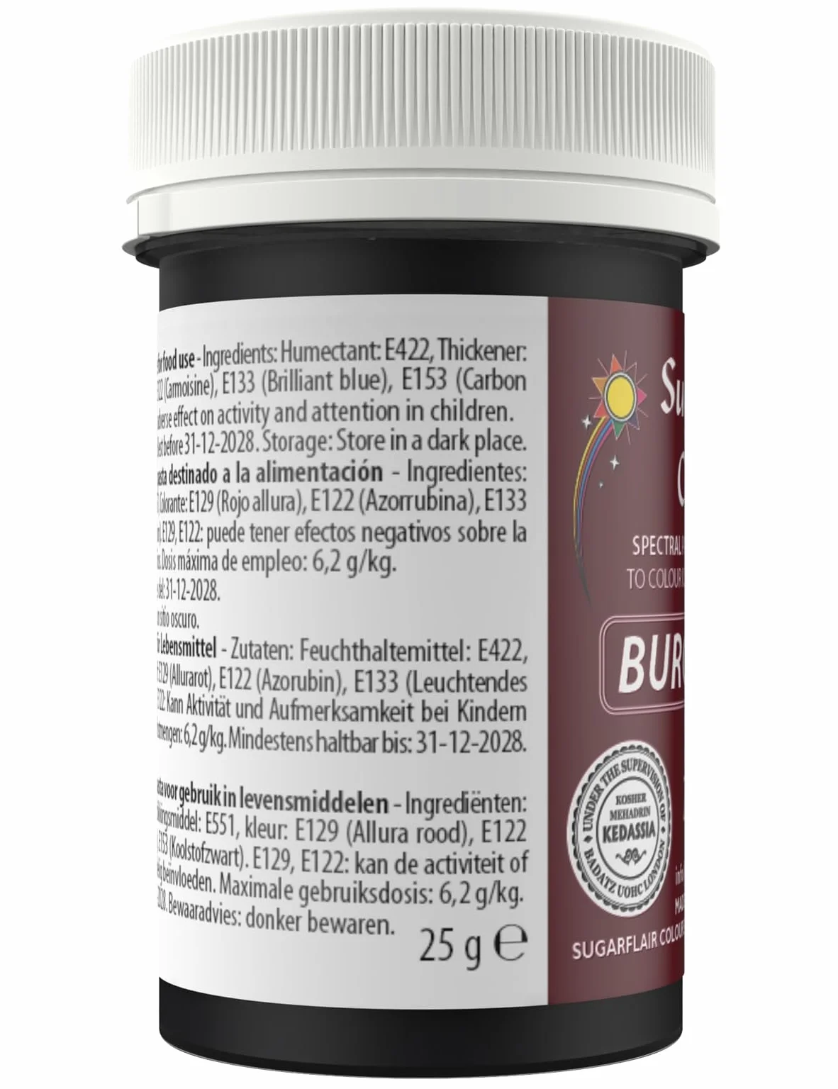 Sugarflair Colours Spectral Concentrated Paste Colours Burgundy - Bourgogne - Colorant Alimentaire Pâte, Nourriture Dye pour Fondant et Massepain - 25g
