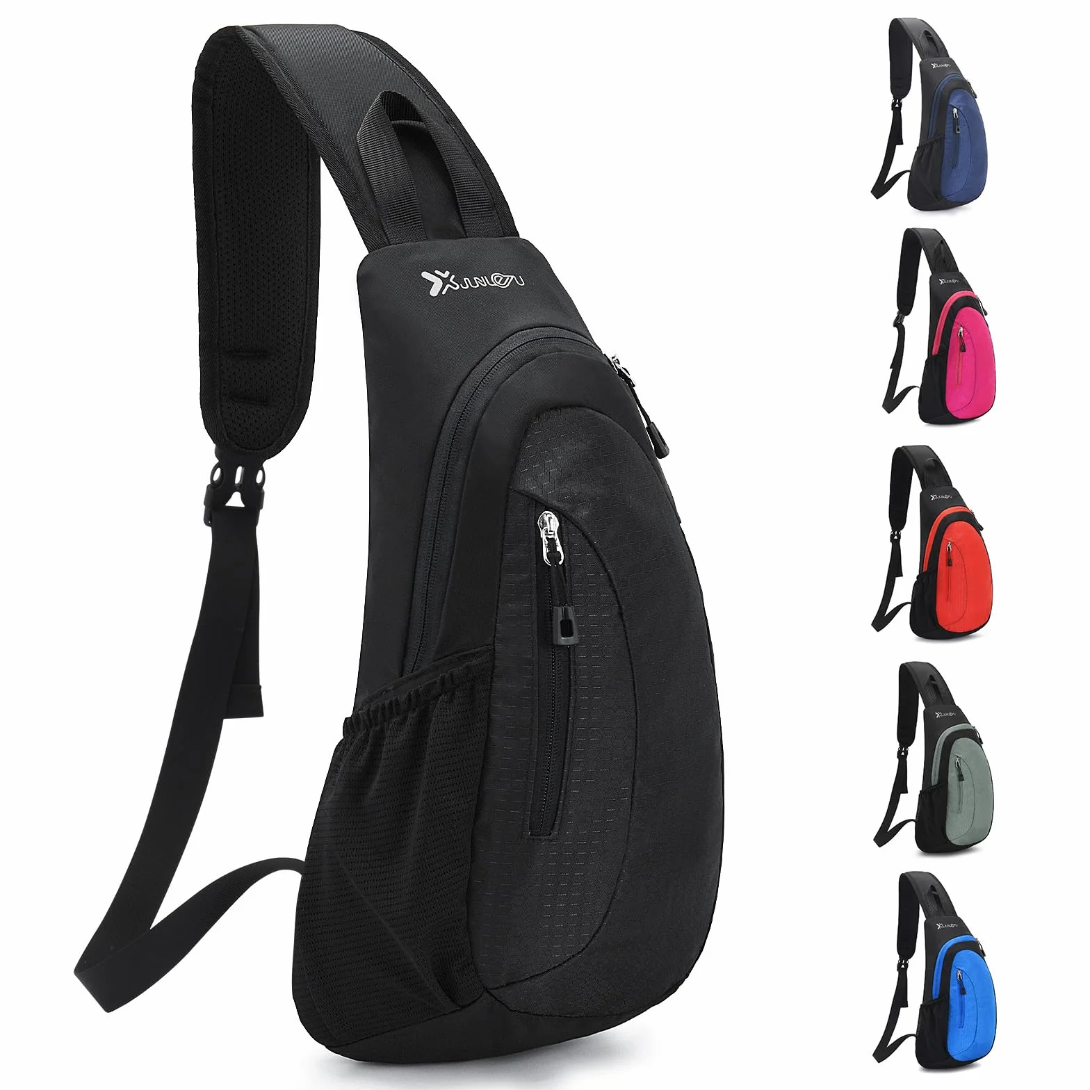 Sacoche Homme Bandouliere Grande Capacité Sac de Poitrine Léger Étanche Sling pour Hommes Femmes Randonnée Cyclisme Voyage Noir Carbone