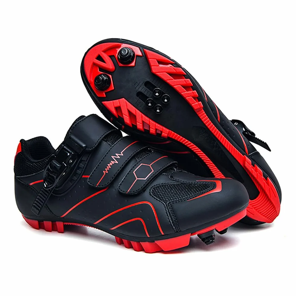 Chaussures de Cyclisme Hixingo Hommes Femmes VTT Route Respirantes Semelle Dure Verrouillage 2 Trous