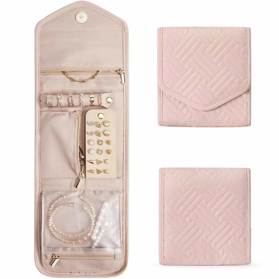 Pochette Bijoux Voyage Pliable Organisateur Rouleaux pour Boucles Bagues Colliers Bracelets Montres