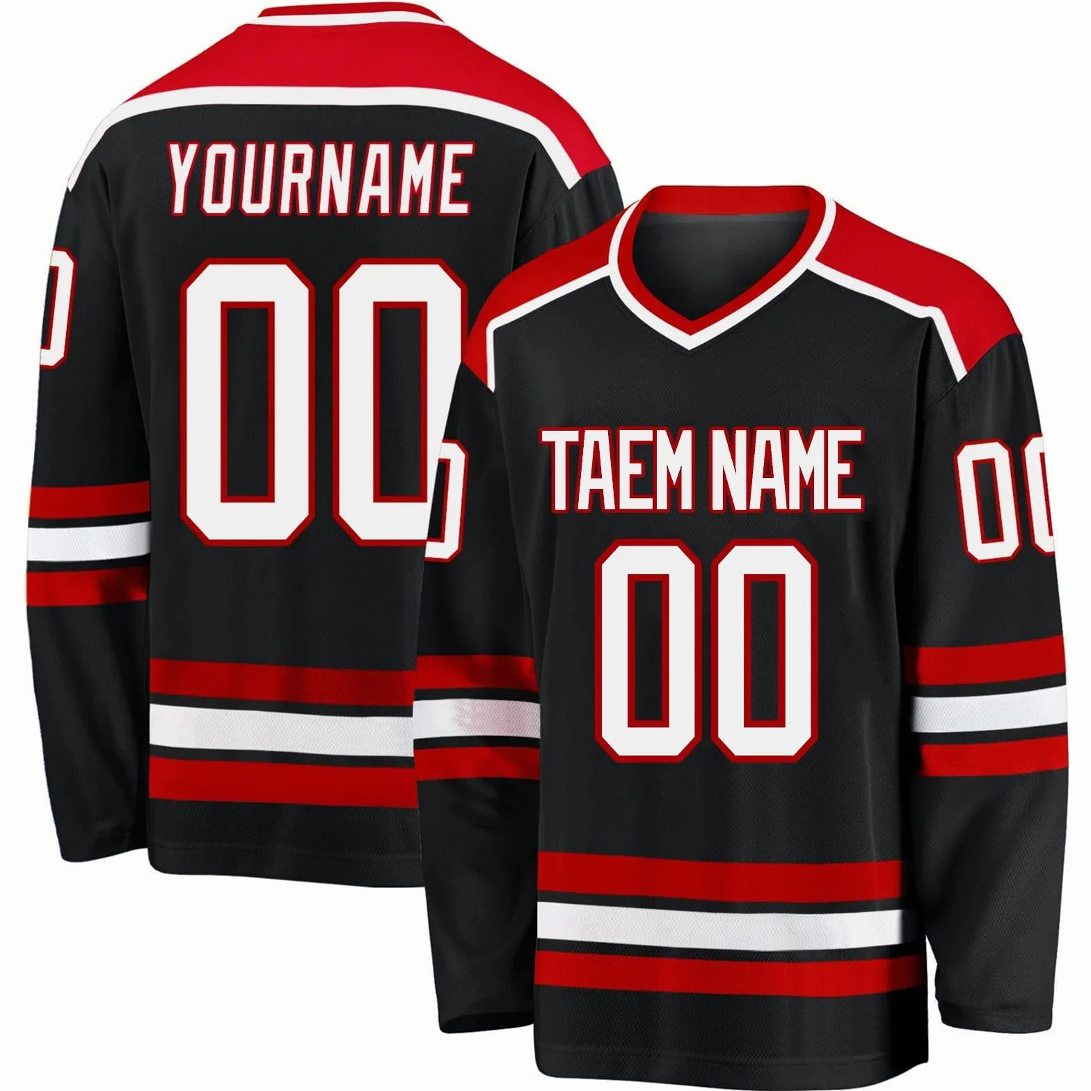 Maillot de Hockey Personnalisé Homme Manches Longues Col en V S-5XL