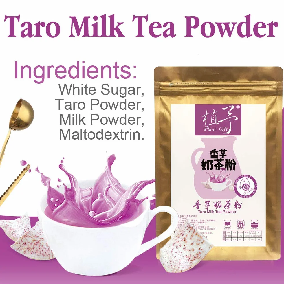 Plant Gift Taro Milk Tea Powder Natural Taro Milk Tea Excellente saveur de farine, boissons, smoothies, yaourt, torréfaction, biscuits, gâteaux et boissons, 100 g / 3,25 oz