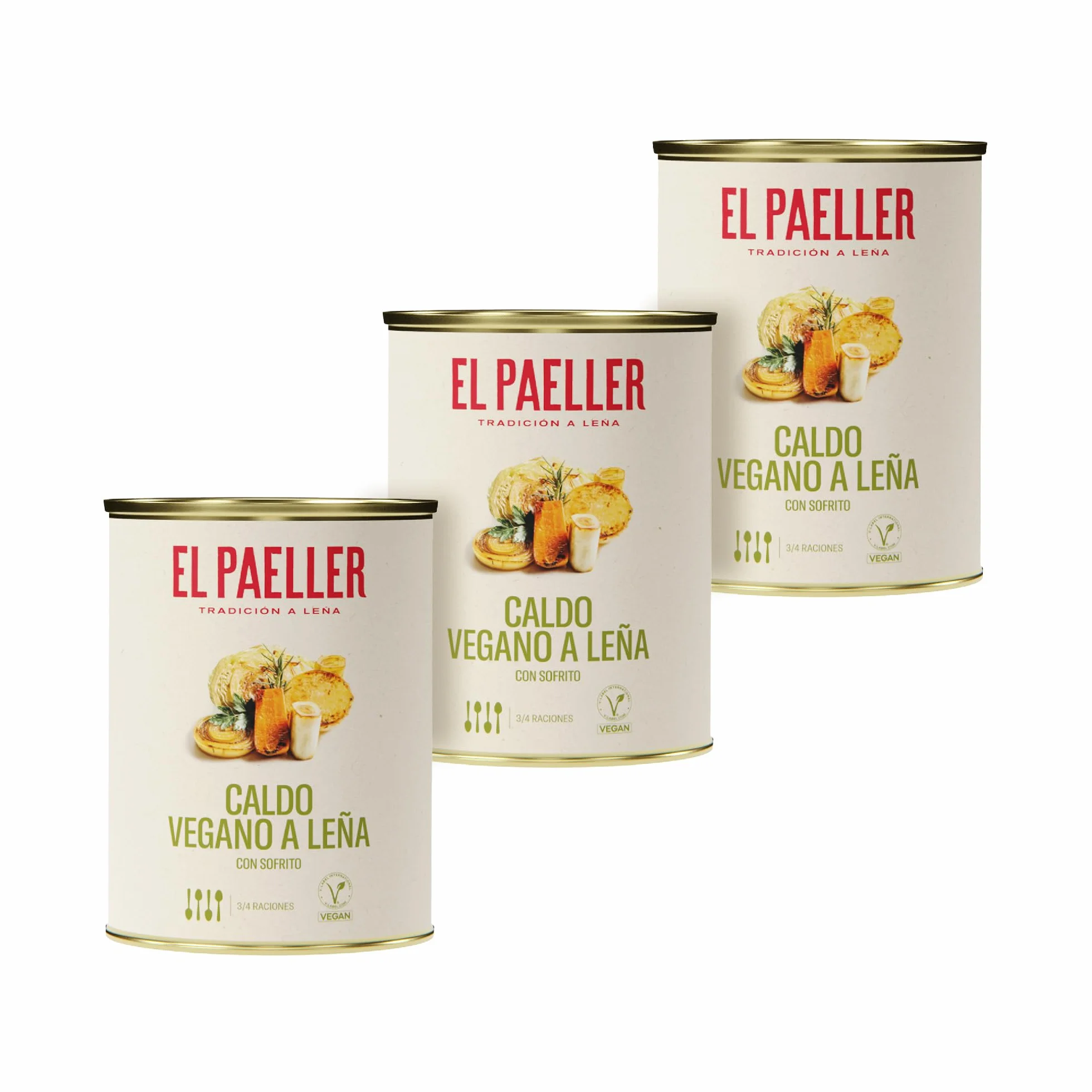 EL PAELLER - Bouillon de Légumes | 100% Végan | Cuit au Feu de Bois avec des Ingrédients 100% Naturels | Certifié Vegan Food | Idéal pour Paellas et Riz | Pack de 3 unités, 3 Litres | Sans Conservateu