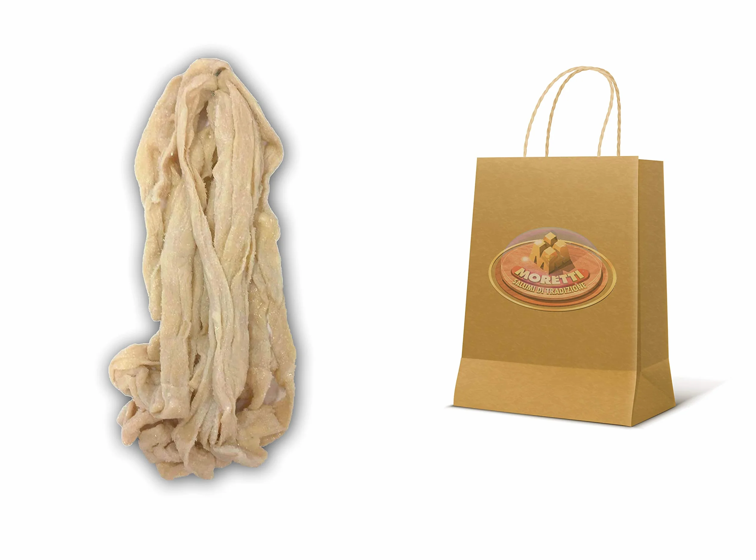 Moretti® | Boyau naturel de bovin pour le salami de salami à sécher | Tout droit de boeuf | Protection et assaisonnement de la viande séchée | En emballage sous vide (60mm/65mm X 9m)