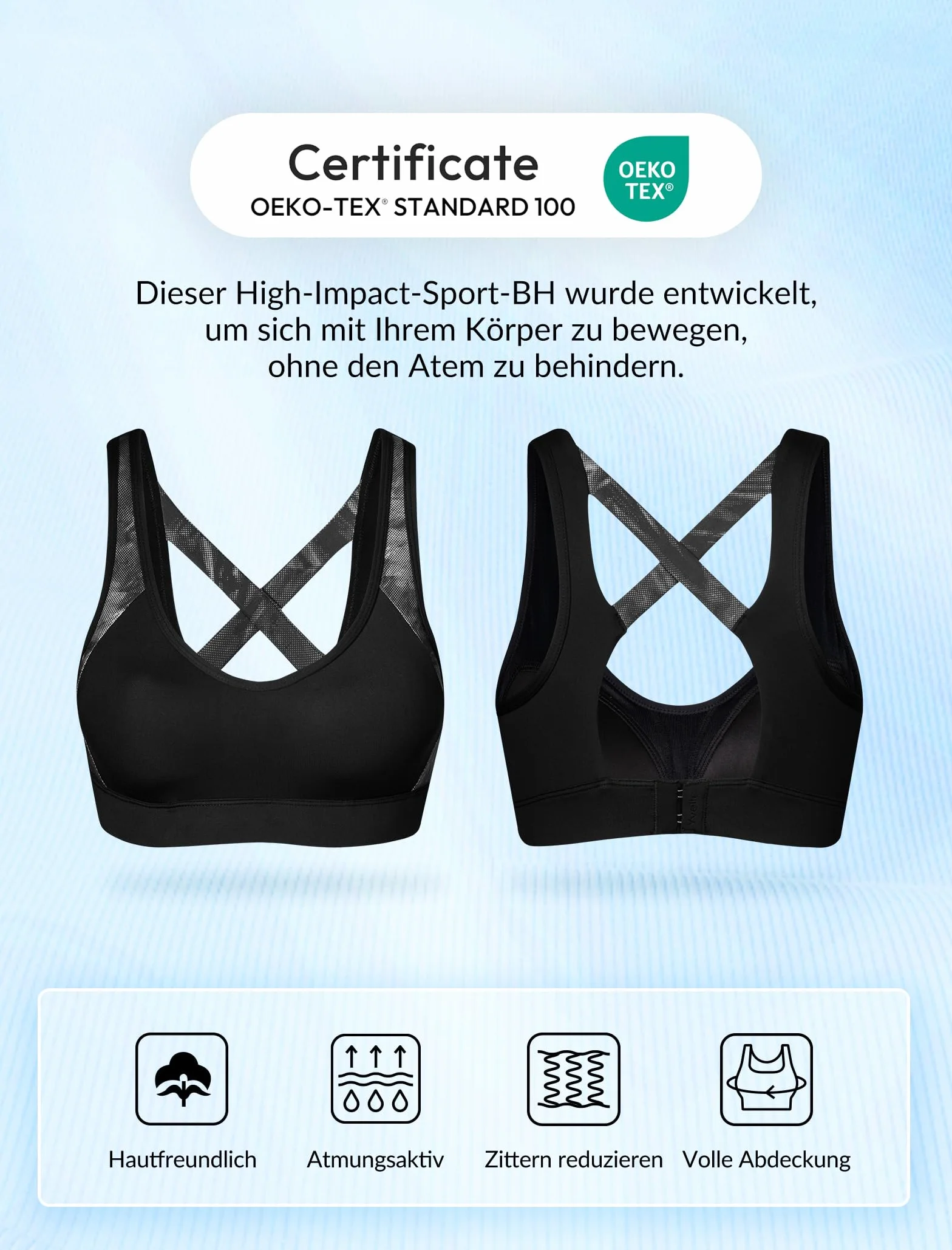 Soutien Gorge de Sport Femme Dos Croisé Maintien Élevé Grande Taille Brassière sans Armature Course Tennis Fitness